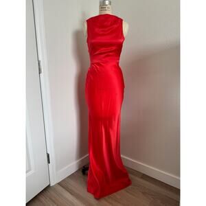 Amanda Uprichard Red Silk Satin "Rosemary" Gown Size XS Formal Evening